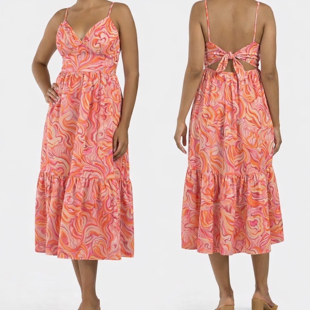 Jessica Simpson Pink and Orange Maxi Dress